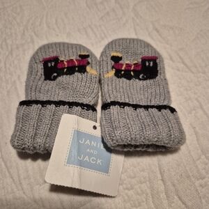 Janie and Jack boys 0-6 months gray wool blend lined thumbless mittens NEW